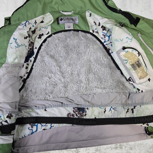 Columbia Green Titanium Faux Fur Lined Winter Snowboard Ski Jacket Size Medium - Picture 6 of 16